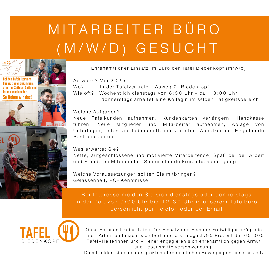 Mitarbeiter Tafelbüro gesucht